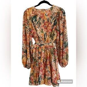 Pink Lily Cut-Out Tropical Mini Dress